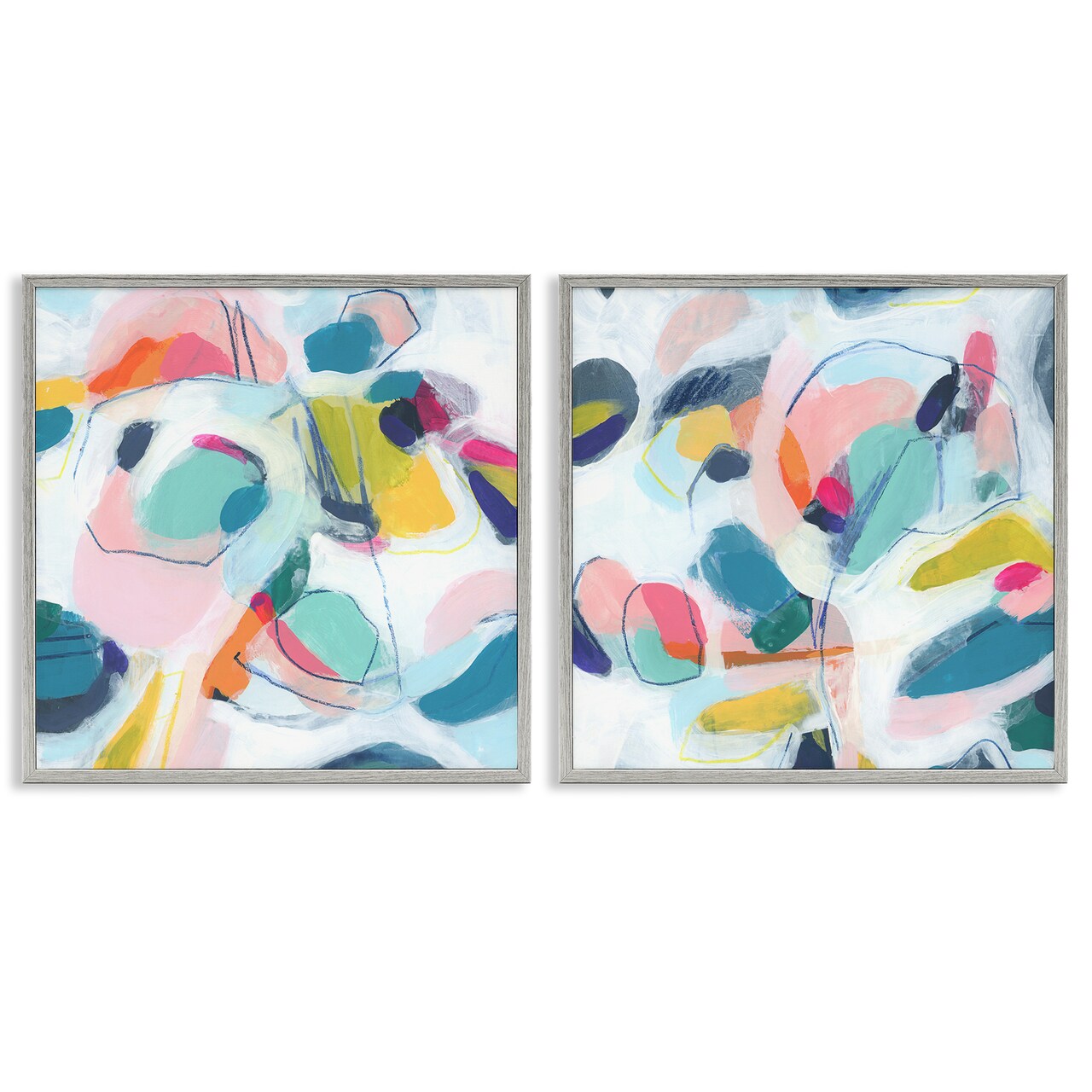 Stupell Industries Eye-catching Abstract Pastels 2 pc Framed Giclee Wall Art Set Design by June Erica Vess